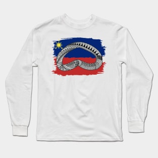 Philippine Flag Tribal line Art / Baybayin word BA Long Sleeve T-Shirt